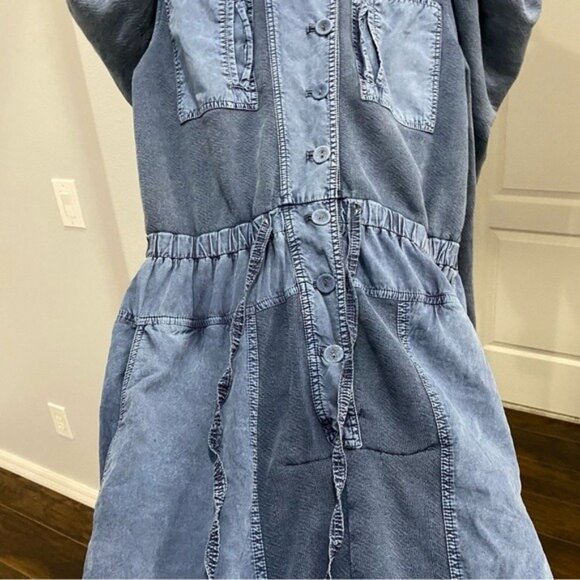 Ulla Johnson Indigo Acid Blue Sadie Puff-Sleeve 6-pocket Banded Cuffs Jumpsuit S - Picture 8 of 13